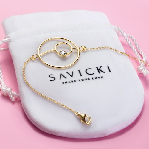 Bransoletka celebrytka Savicki: srebrna pozłacana, cyrkonia